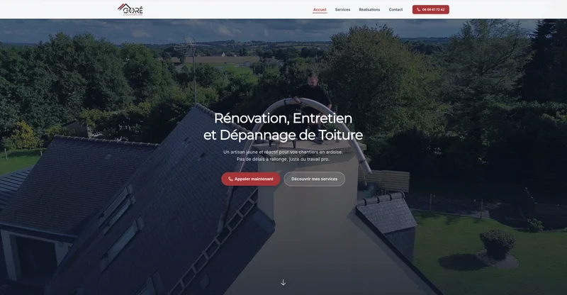 Site web gore-couverture.fr — couvreur Centre Bretagne